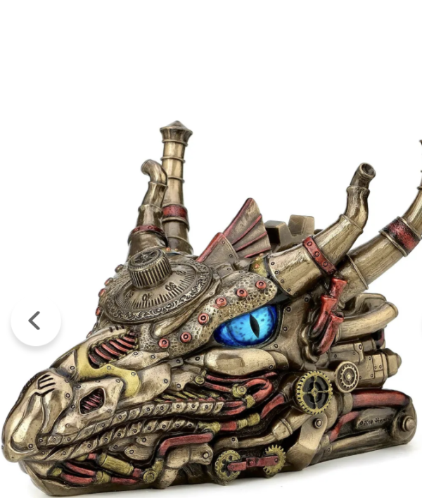 Steampunk Serisi Saklama Kutusu Özellikli Ejderha Kafası Biblo